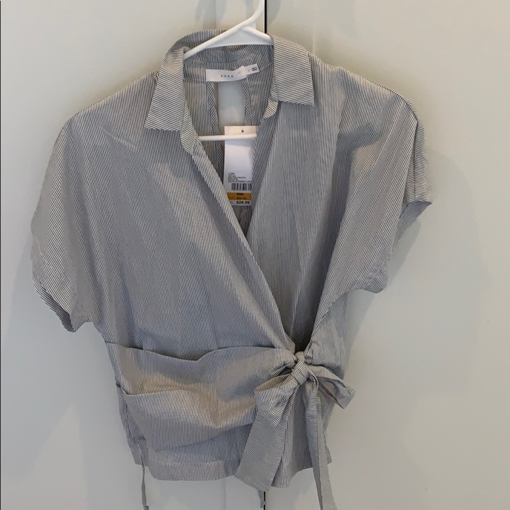 Lush gray striped blouse